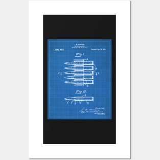 Bullet Cartridge Carrier Patent - Gun Lover Workshop Art - Blueprint Posters and Art